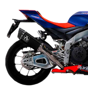 Kit de Slip-On Arrow Pista de Acero Inoxidable Oscuro para Aprilia RSV4 1100 Factory (21-25) 71004PTN 
