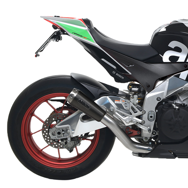 Kit de escape Arrow Slip-On Pro-Race de acero inoxidable oscuro para Aprilia RSV4/RR/RF (17-18) 71214PRN 
