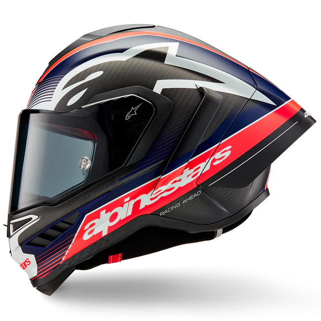 Alpinestars Supertech R10 Team Casco Carbono Carb Rojo Fluo Azul Oscuro Mate 8200224-1383 
