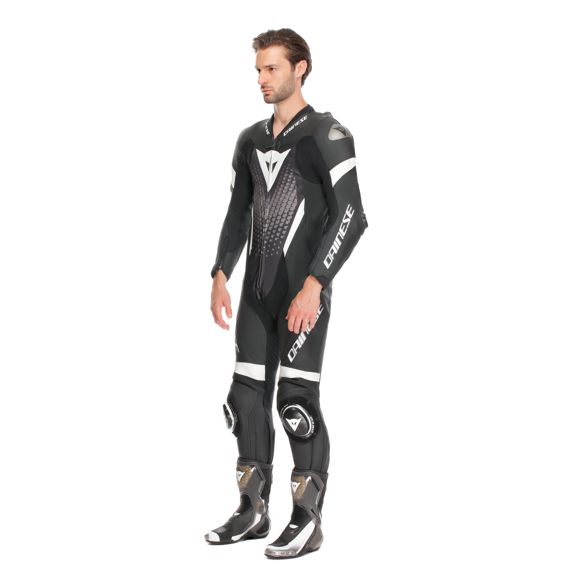 Dainese Laguna Seca 6 Mono de cuero – Traje de competición perforado | Hombre | Negro/Blanco 