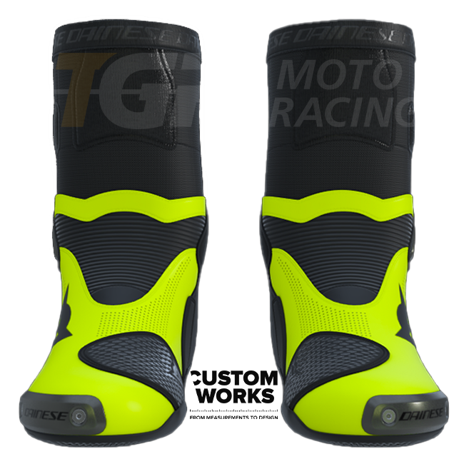 Botas de moto de carreras y calle Dainese Axial 2 Air | Hombre | Negro / Amarillo neón | Custom Works 