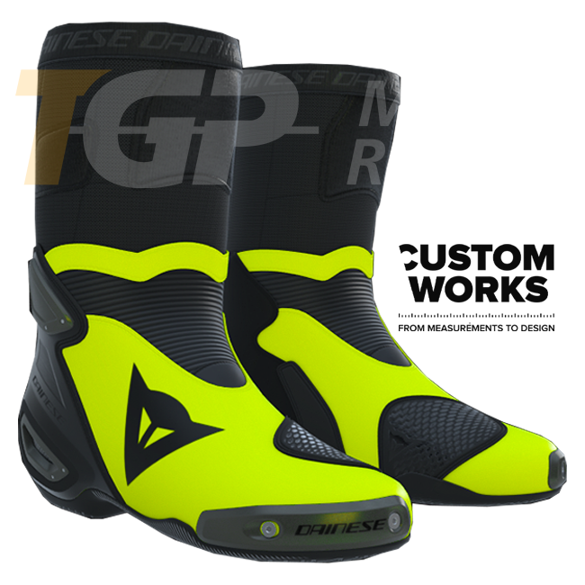 Botas de moto de competición y calle Dainese Axial 2 | Hombre | Negro / Fluogelb | Custom Works 
