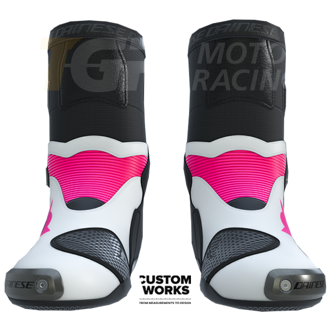 Botas de moto de carreras y calle Dainese Axial 2 | Hombre | Fuxia / Blanco | Custom Works 