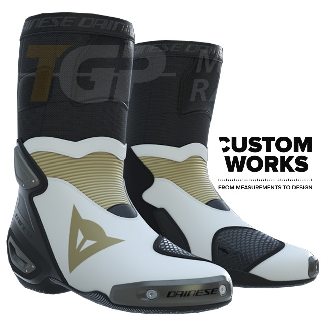 Botas de moto de carreras y carretera Dainese Axial 2 | Hombre | Perla blanco / Magnesio | Custom Works 
