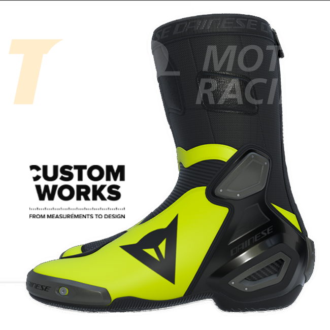 Botas de moto de competición y calle Dainese Axial 2 | Hombre | Negro / Fluogelb | Custom Works 
