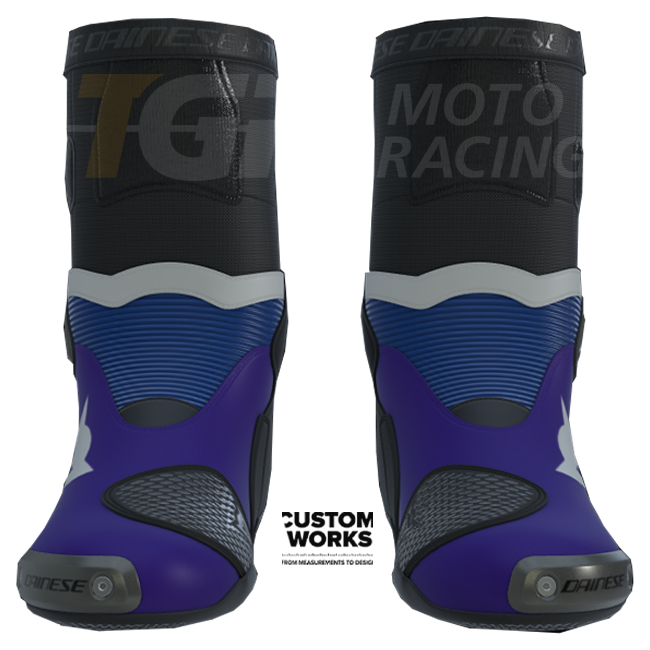 Botas de motociclismo de carreras y calle Dainese Axial 2 Air Racing Prima Pramac Yamaha MotoGP Replica | Hombre | Lila / Azul Yamaha / Blanco | Custom Works 