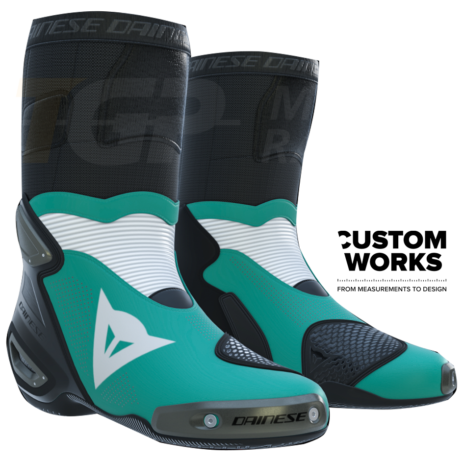 Botas de moto de carreras y carretera Dainese Axial 2 Air | Hombre | Azul Mar de Cerdeña / Blanco | Custom Works 