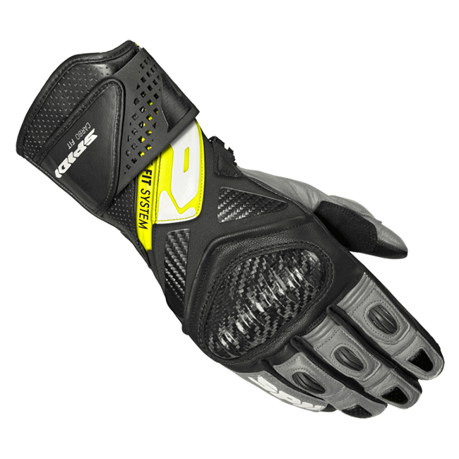Guantes de cuero Spidi Carbo Fit Racing para moto | Hombre | Negro/Amarillo fluorescente | A226394 