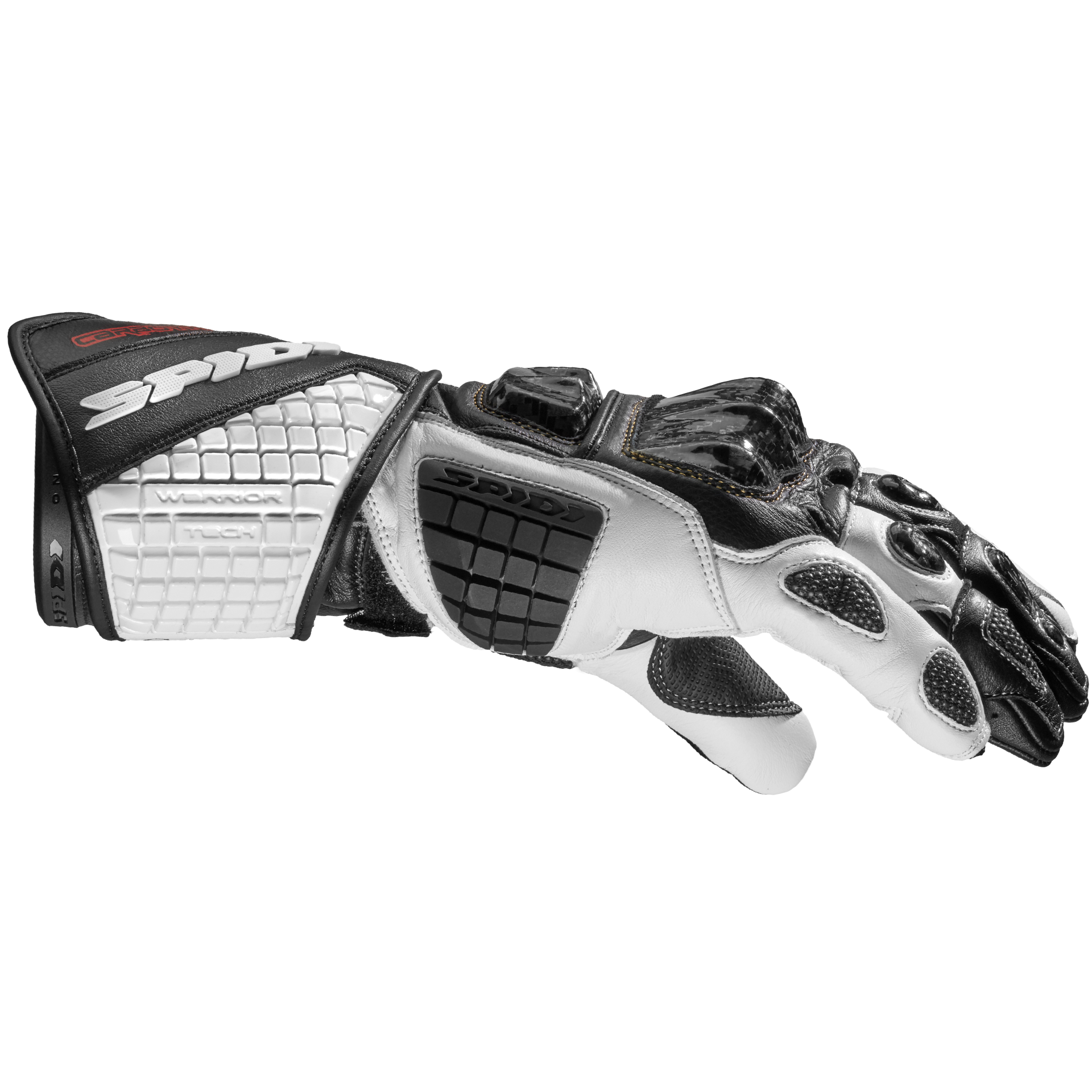 Guantes de cuero de moto Spidi Carbo Track Evo Racing | Hombre | Negro/Blanco | A203011 