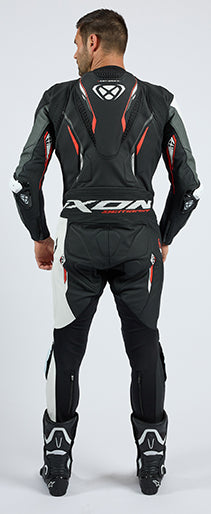 IXON Demonio mono Mono de cuero – Mono de carreras perforado | Hombre | Rojo/Negro/Blanco 