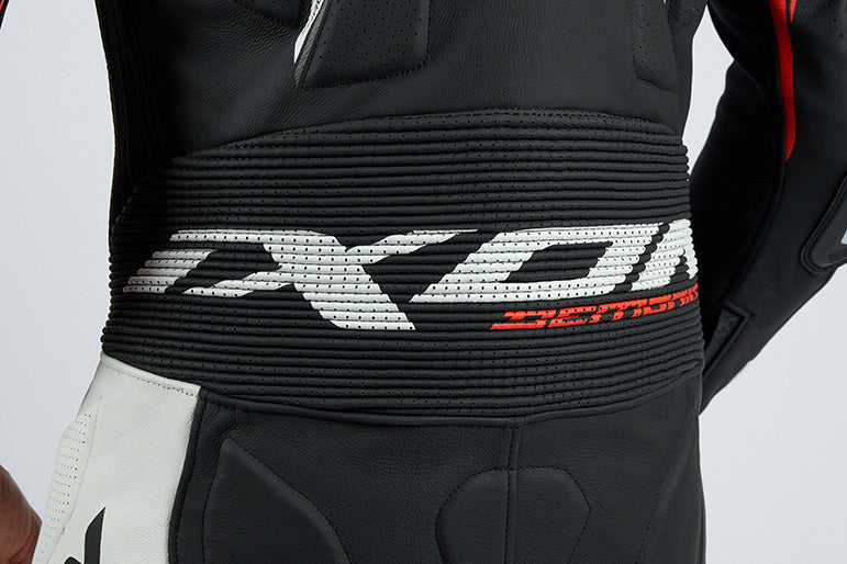 IXON Demonio mono Mono de cuero – Mono de carreras perforado | Hombre | Rojo/Negro/Blanco 