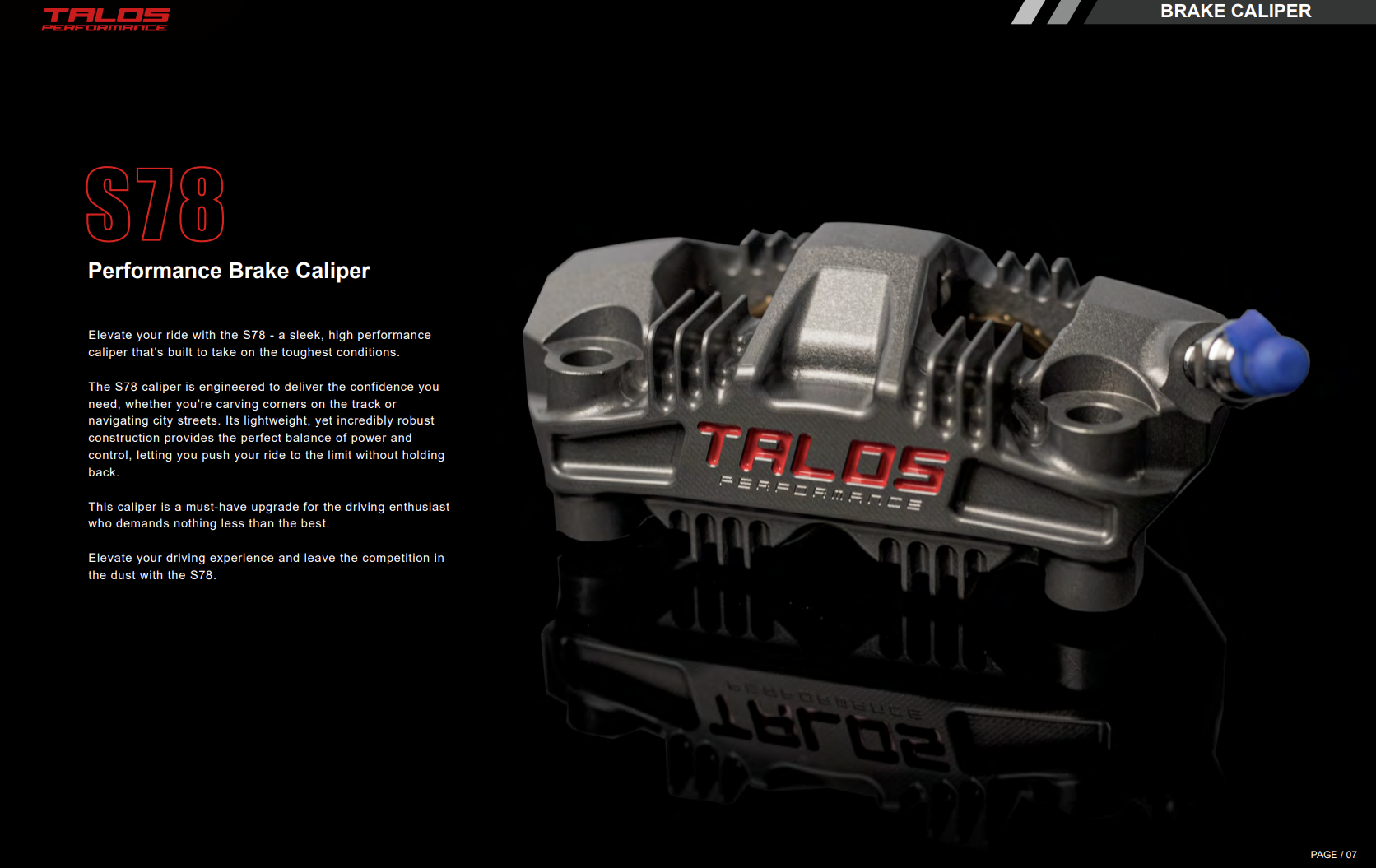 Talos S78 Monoblock P4 34/34 100mm pinza de freno delantera izquierda | X78.100.HD.L 