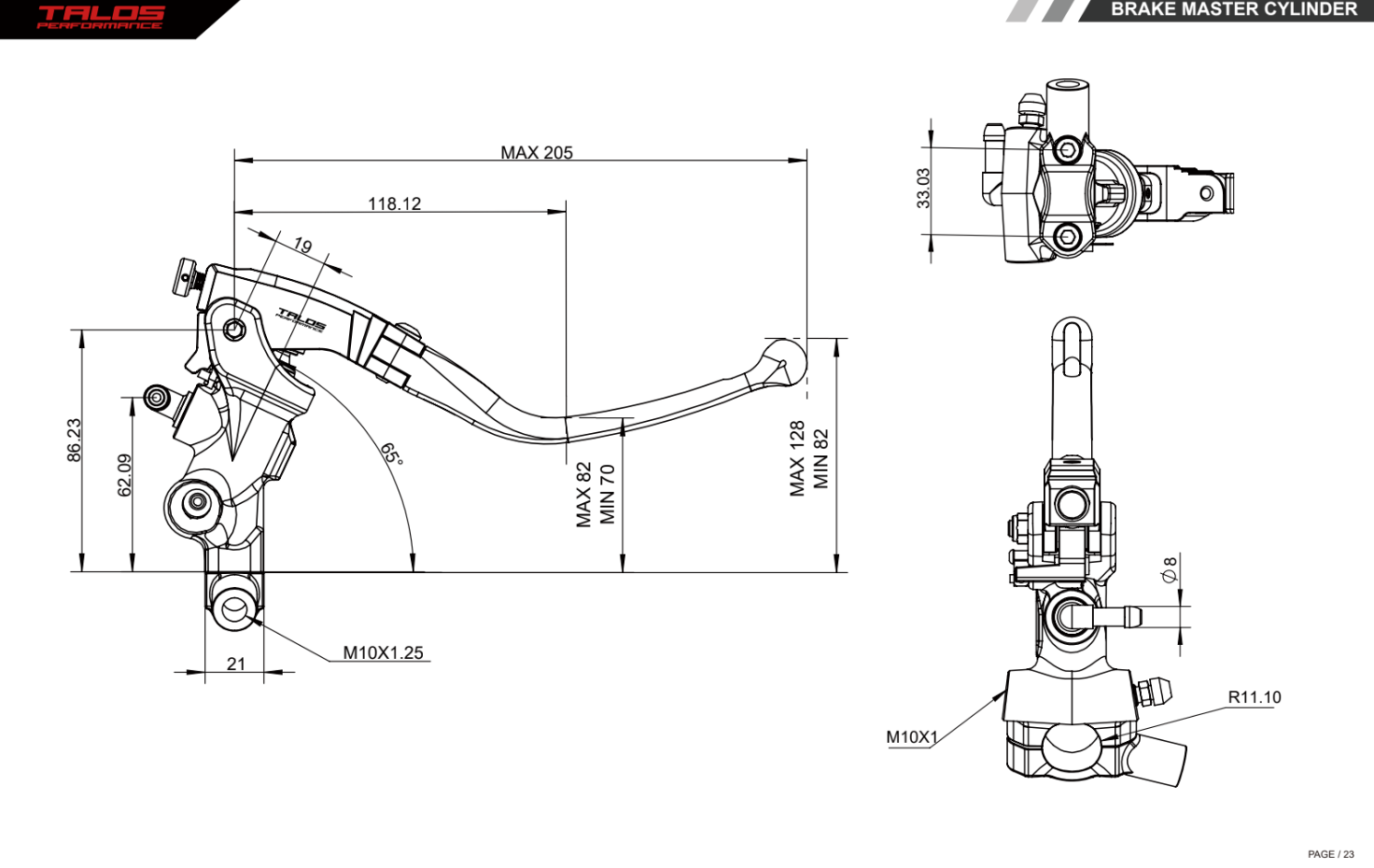 Talos CNC ST Radial Racing Bomba de freno 19mm| ST.19 