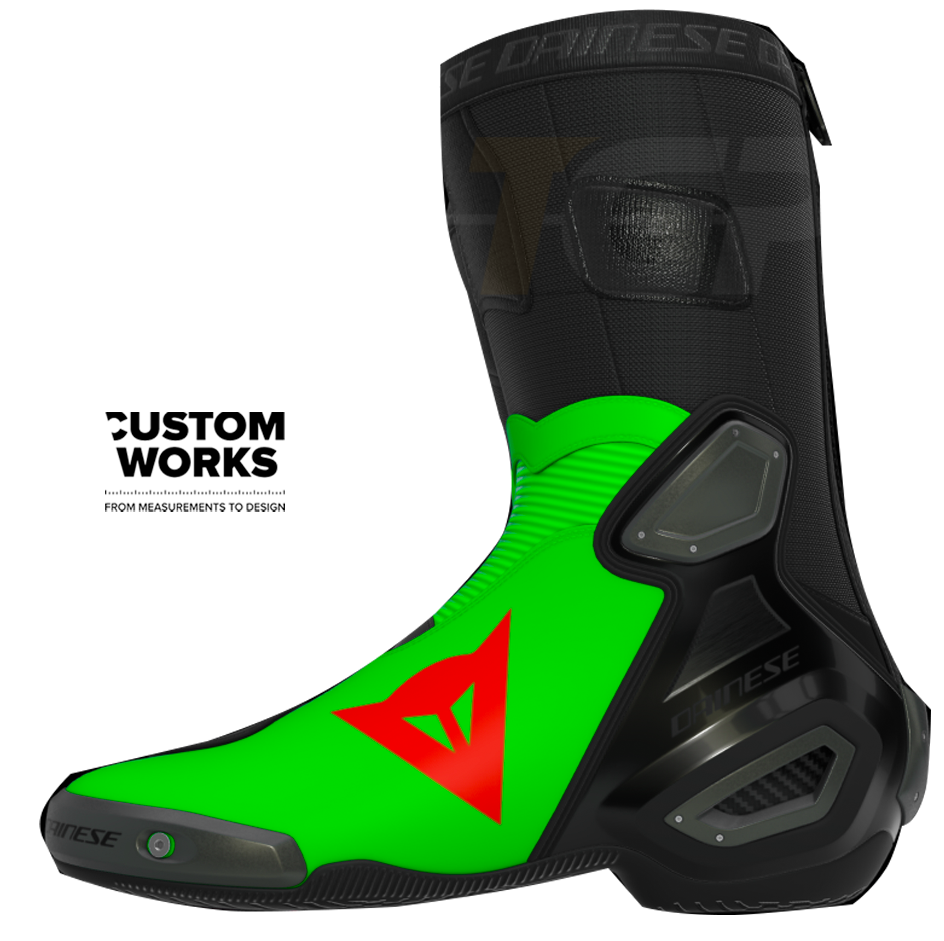Dainese Axial 2 Racing und Straßen Motorradstiefel Franco Morbidelli Replica 2026 | Herren | Fluo Grün / Fluo Rot | Custom Works
