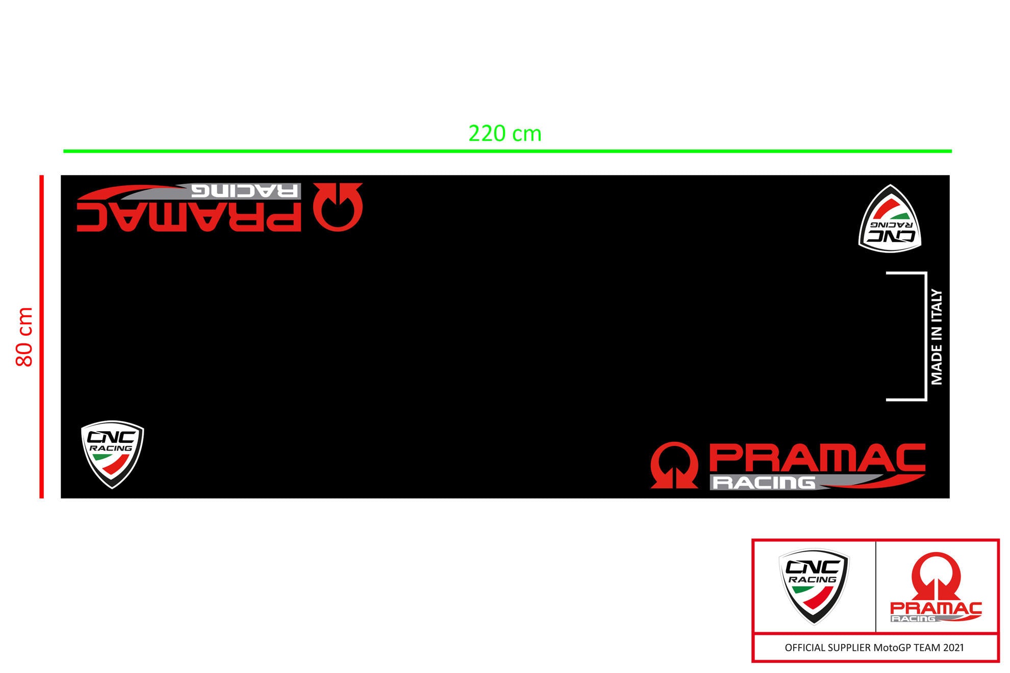 Alfombra para box y garaje de motocicleta 220 x 80 cm Pramac Racing Edición Limitada CNC Racing GA003BPR 