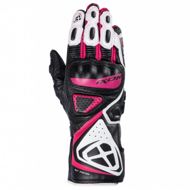 IXON GP5 Air L guantes de cuero de moto | Mujer | Rosa/Blanco/Negro 