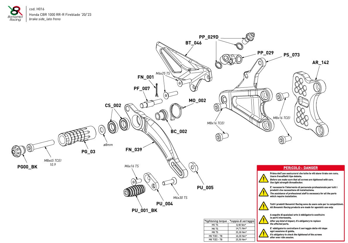 Sistema de frenos Bonamici Racing Honda CBR 1000 RR-R SC82 (20-25) H016 