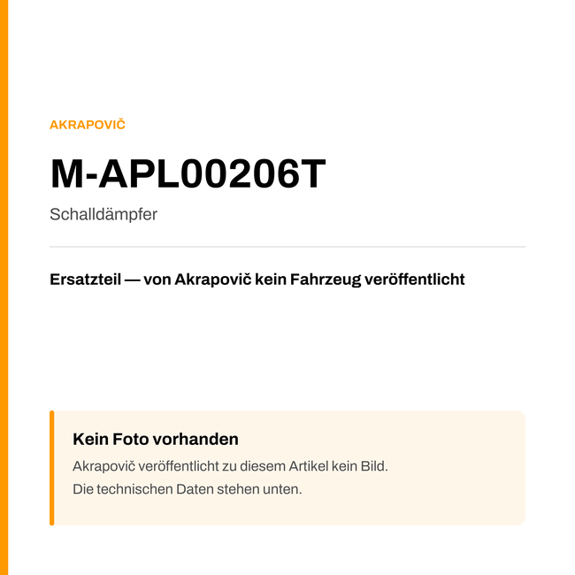 Akrapovic Schalldämpfer M-APL00206T — Platzhalter, kein Herstellerfoto verfügbar