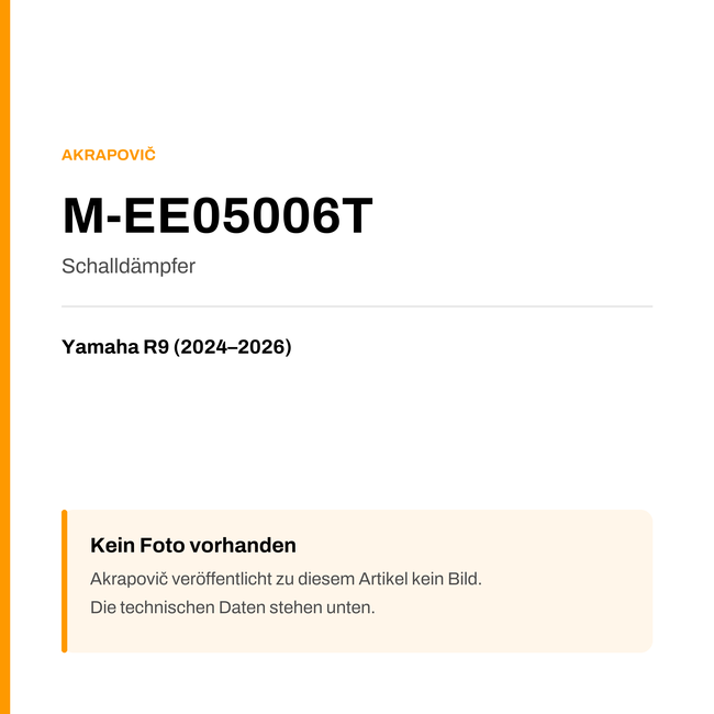 Akrapovic Schalldämpfer Yamaha R9 (24-26) M-EE05006T — Platzhalter, kein Herstellerfoto verfügbar