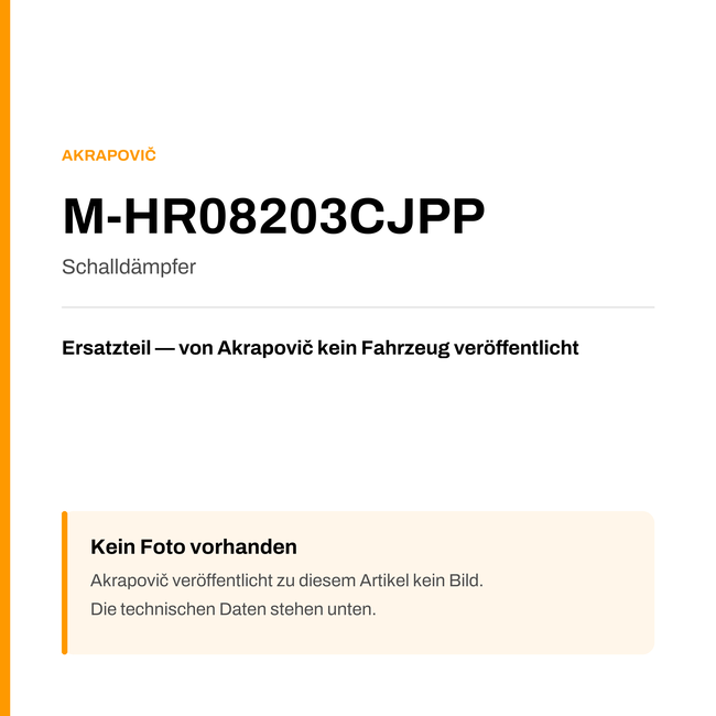 Akrapovic Schalldämpfer M-HR08203CJPP — Platzhalter, kein Herstellerfoto verfügbar