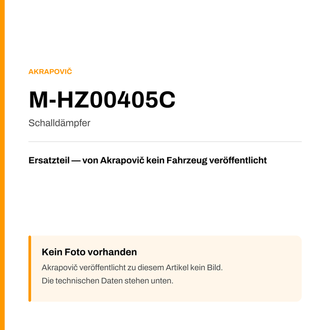 Akrapovic Schalldämpfer M-HZ00405C — Platzhalter, kein Herstellerfoto verfügbar