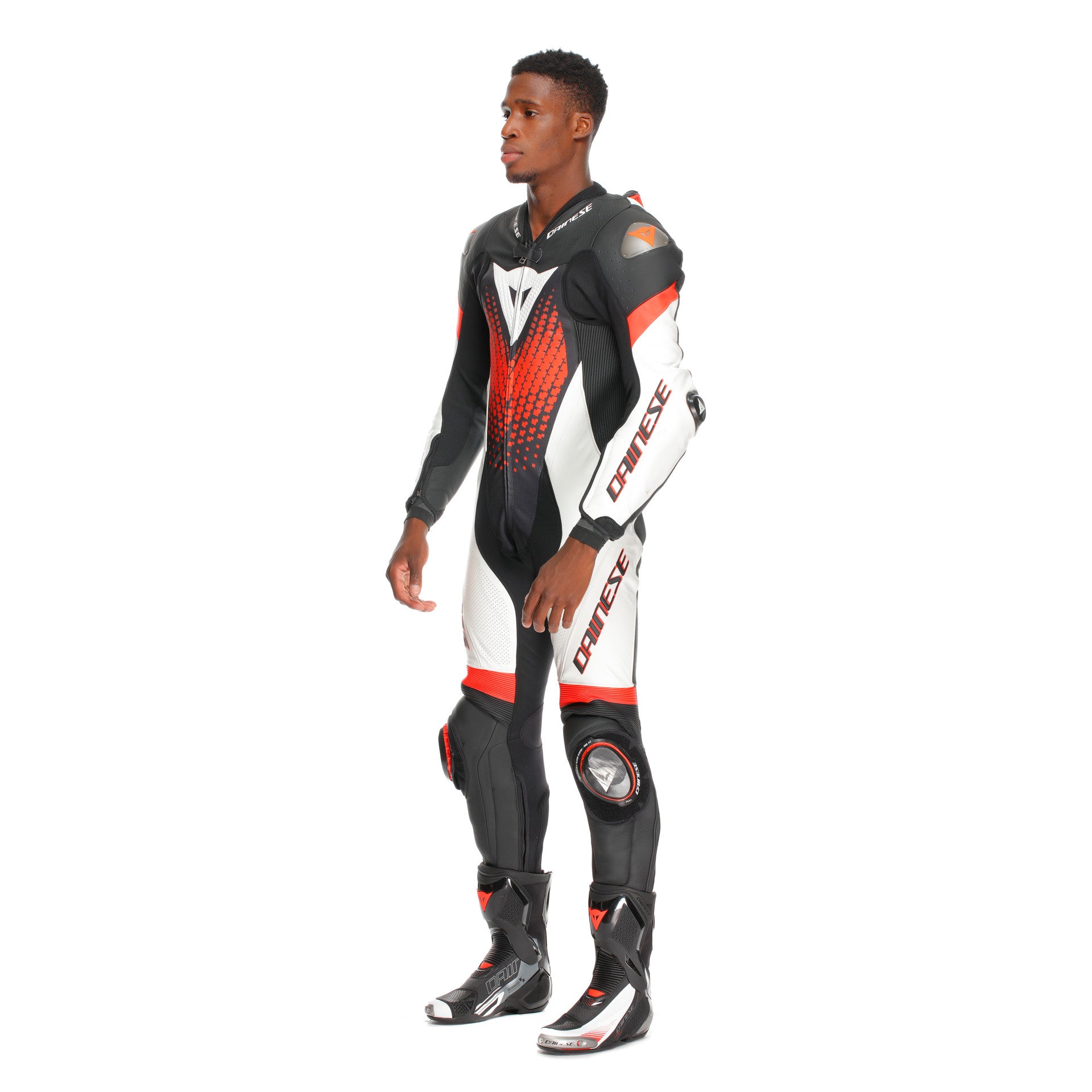Dainese Laguna Seca 6 Mono de cuero perforado – Traje de carrera | Hombre | Blanco/Rojo 