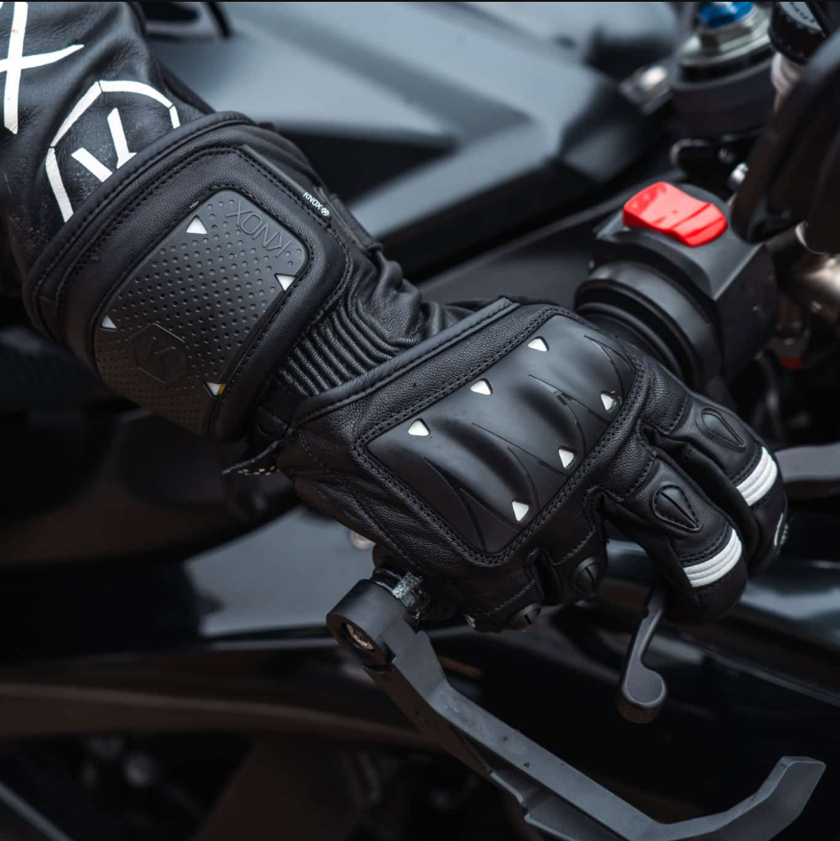 Guantes de cuero deportivos Knox Oulton MK2 | Hombre | Negro/Blanco | 1011352160050 