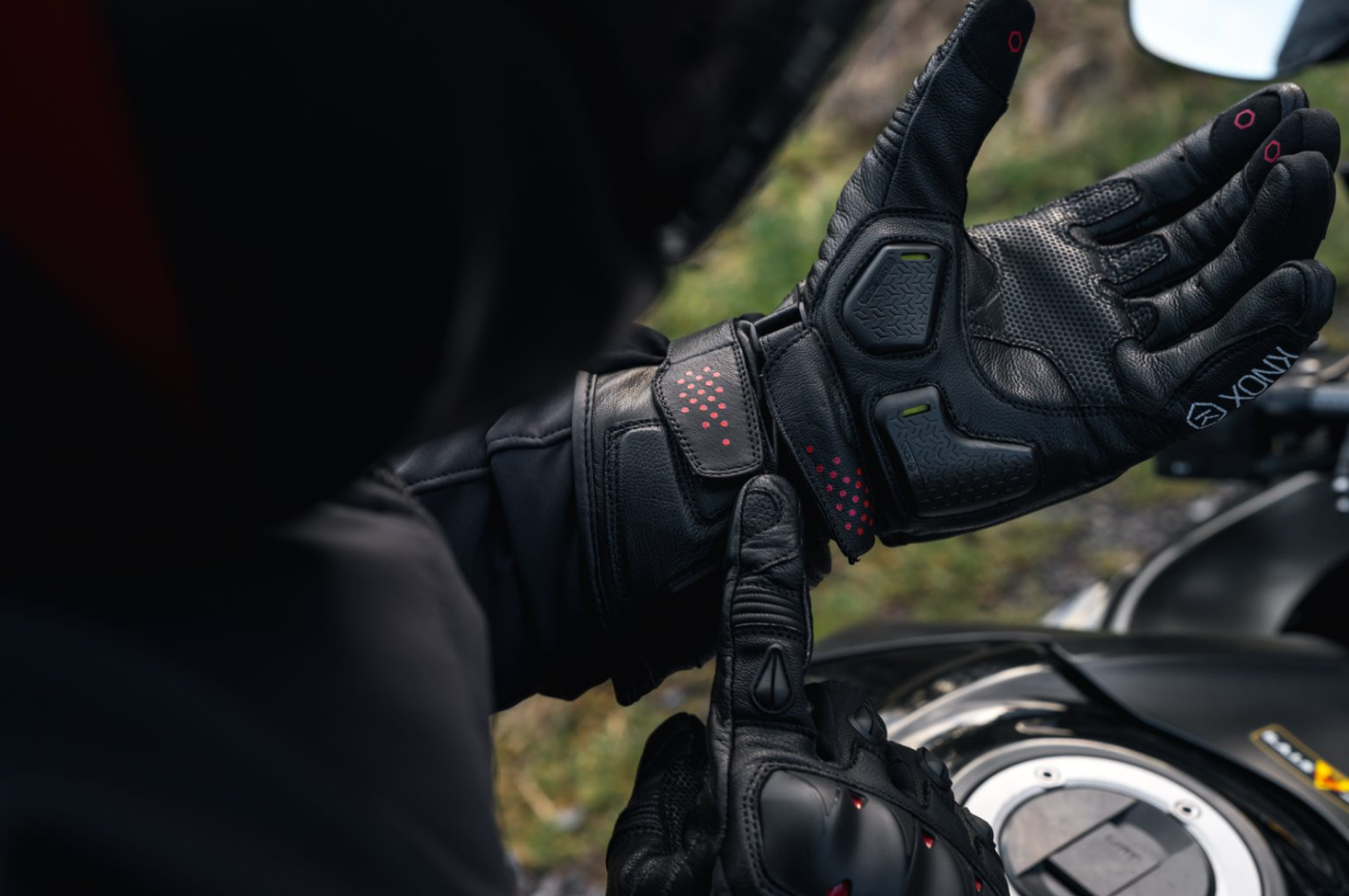 Knox Oulton MK2 guantes de cuero de deporte | Hombre | Negro/Rojo | 1011352110030 