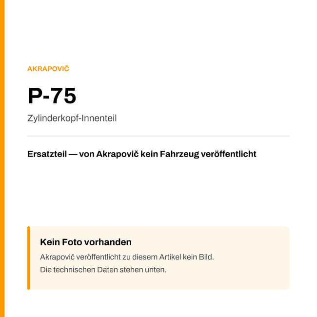 Akrapovic Zylinderkopf-Innenteil P-75 — Platzhalter, kein Herstellerfoto verfügbar