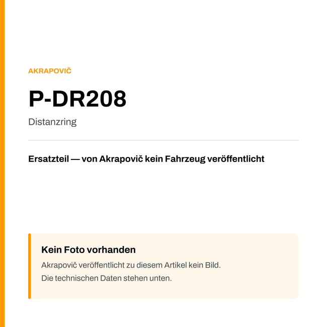 Akrapovic Distanzring P-DR208 — Platzhalter, kein Herstellerfoto verfügbar