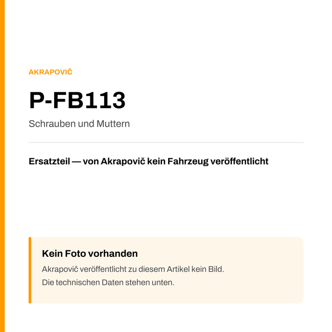 Akrapovic Schrauben und Muttern P-FB113 — Platzhalter, kein Herstellerfoto verfügbar