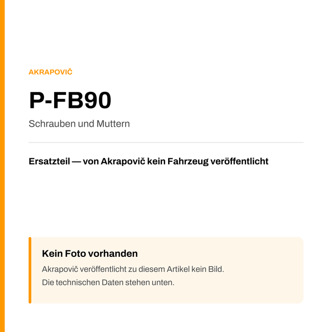 Akrapovic Schrauben und Muttern P-FB90 — Platzhalter, kein Herstellerfoto verfügbar