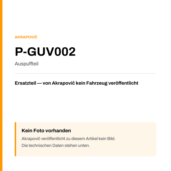 Akrapovic Auspuffteil P-GUV002 — Platzhalter, kein Herstellerfoto verfügbar
