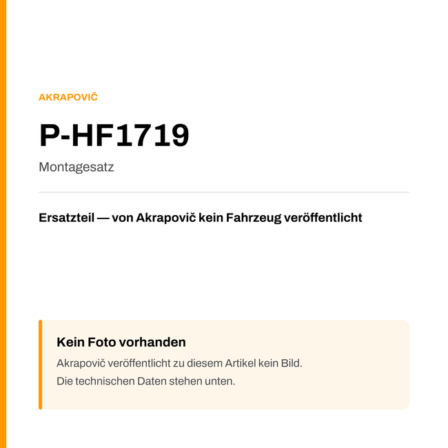 Akrapovic Montagesatz P-HF1719 — Platzhalter, kein Herstellerfoto verfügbar