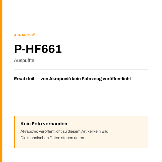 Akrapovic Auspuffteil P-HF661 — Platzhalter, kein Herstellerfoto verfügbar