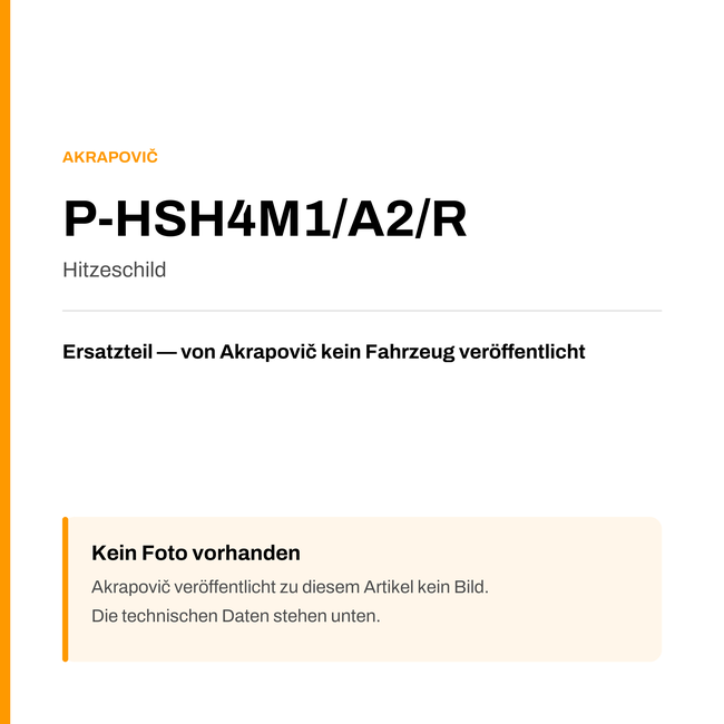 Akrapovic Hitzeschild P-HSH4M1/A2/R — Platzhalter, kein Herstellerfoto verfügbar