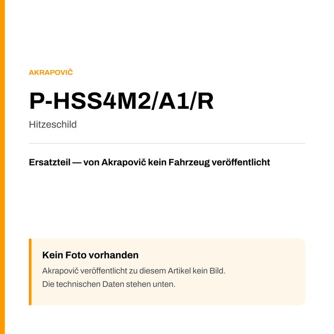 Akrapovic Hitzeschild P-HSS4M2/A1/R — Platzhalter, kein Herstellerfoto verfügbar