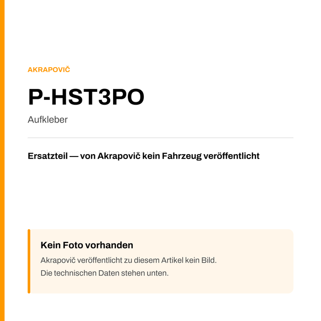 Akrapovic Aufkleber P-HST3PO — Platzhalter, kein Herstellerfoto verfügbar
