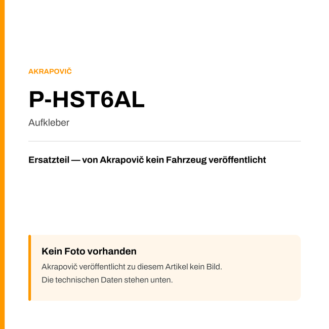 Akrapovic Aufkleber P-HST6AL — Platzhalter, kein Herstellerfoto verfügbar