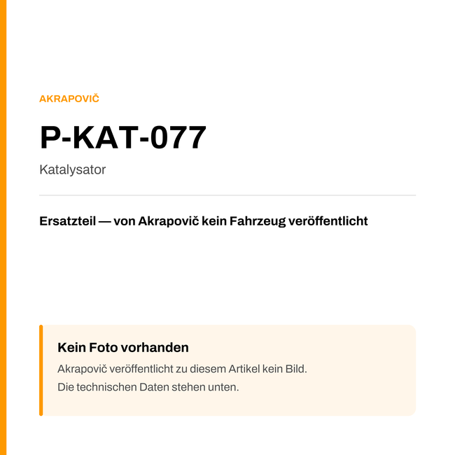 Akrapovic Katalysator P-KAT-077 — Platzhalter, kein Herstellerfoto verfügbar