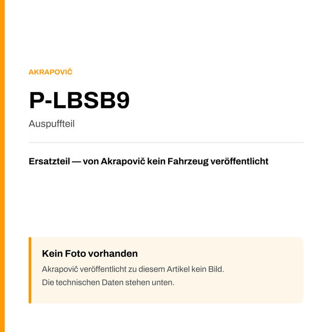 Akrapovic Auspuffteil P-LBSB9 — Platzhalter, kein Herstellerfoto verfügbar
