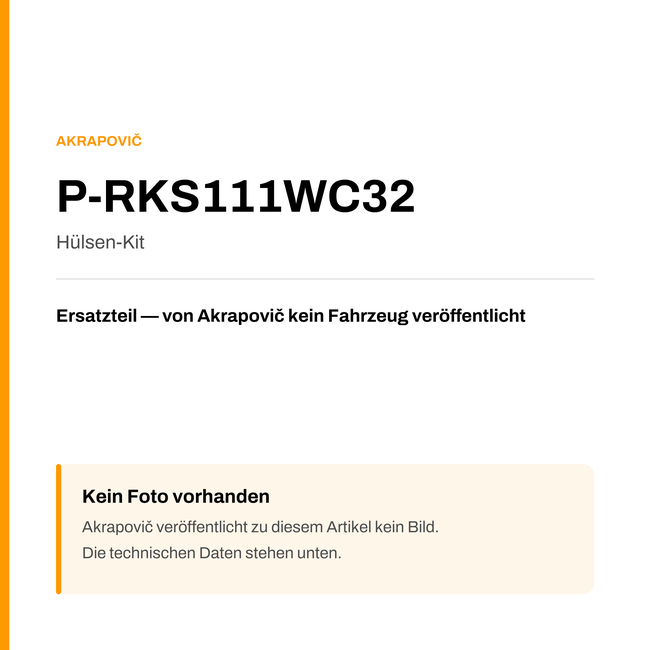 Akrapovic Hülsen-Kit P-RKS111WC32 — Platzhalter, kein Herstellerfoto verfügbar