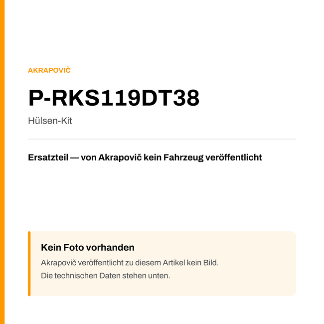 Akrapovic Hülsen-Kit P-RKS119DT38 — Platzhalter, kein Herstellerfoto verfügbar