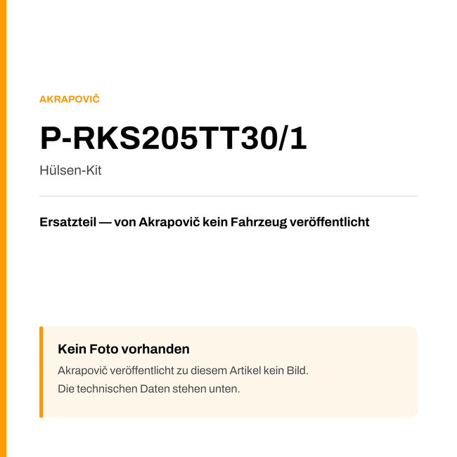 Akrapovic Hülsen-Kit P-RKS205TT30/1 — Platzhalter, kein Herstellerfoto verfügbar