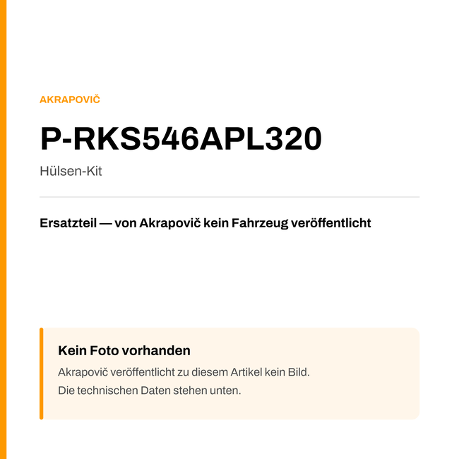 Akrapovic Hülsen-Kit P-RKS546APL320 — Platzhalter, kein Herstellerfoto verfügbar