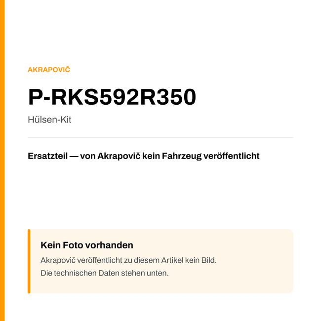 Akrapovic Hülsen-Kit P-RKS592R350 — Platzhalter, kein Herstellerfoto verfügbar