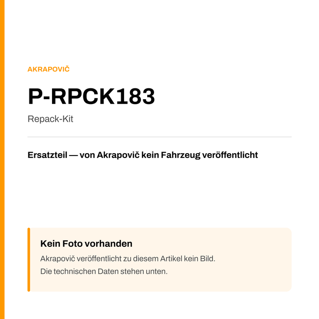 Akrapovic Repack-Kit P-RPCK183 — Platzhalter, kein Herstellerfoto verfügbar