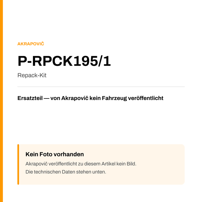 Akrapovic Repack-Kit P-RPCK195/1 — Platzhalter, kein Herstellerfoto verfügbar