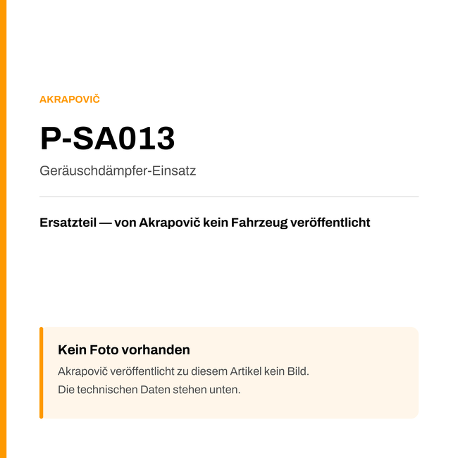 Akrapovic Geräuschdämpfer-Einsatz P-SA013 — Platzhalter, kein Herstellerfoto verfügbar