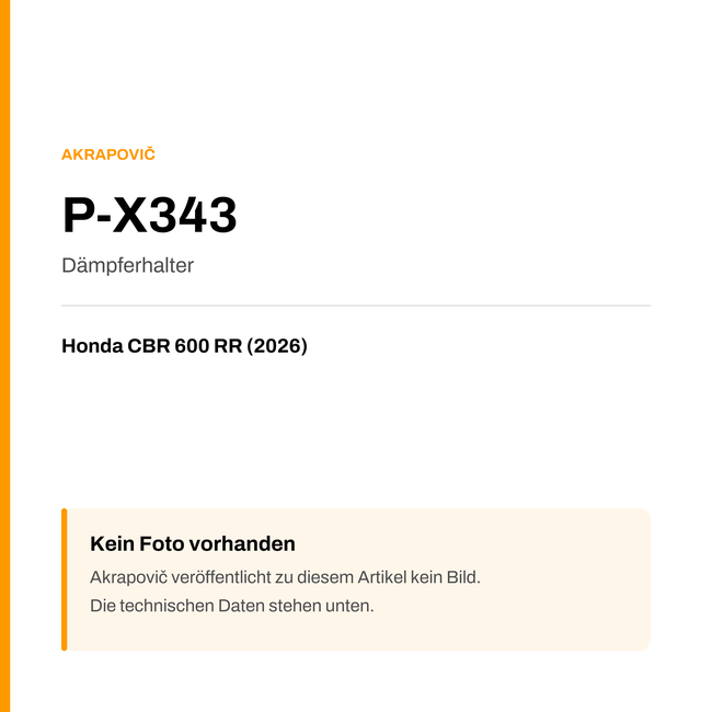 Akrapovic Dämpferhalter Honda CBR 600 RR (26-26) P-X343 — Platzhalter, kein Herstellerfoto verfügbar